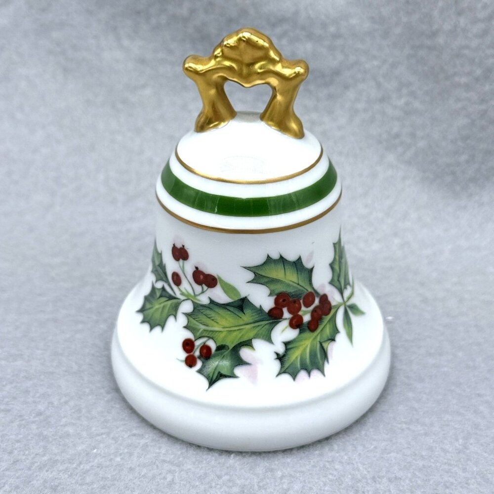Vintage L Bernardaud Limoges Christmas Ceramic Bell Holly Berries Holiday France